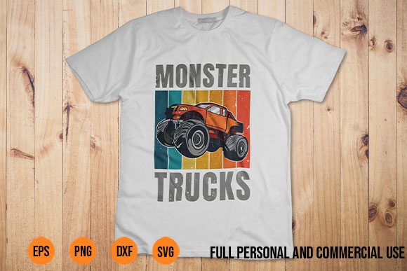 Monster Truck Are My Jam svg Retro Vintage Sunset Cool Engines T-Shirt Design
