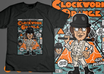 Style Pop Art Png Alex Delarge Clockwork Orange T-Shirt Design png Poster Best New 2022