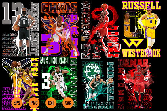 50 NBA Art Bootleg Designs png Vector File For Print DTF DTG