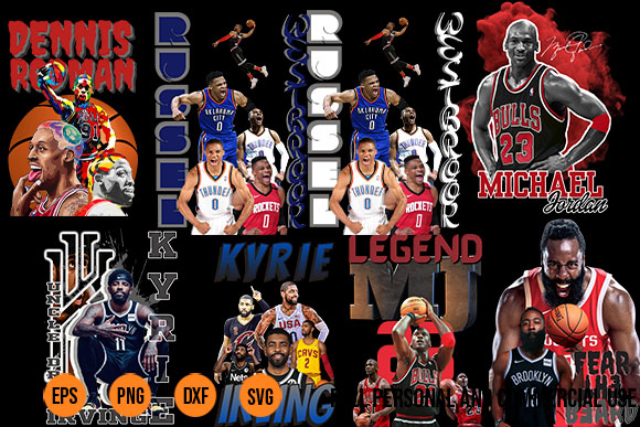 50 NBA Art Bootleg Designs png Vector File For Print DTF DTG