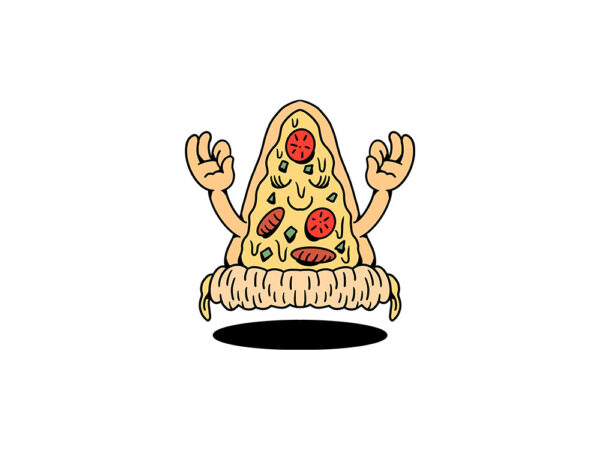 Yoga pizza cartoon t shirt design template