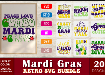 MARDI GRAS RETRO BUNDLE t shirt designs for sale