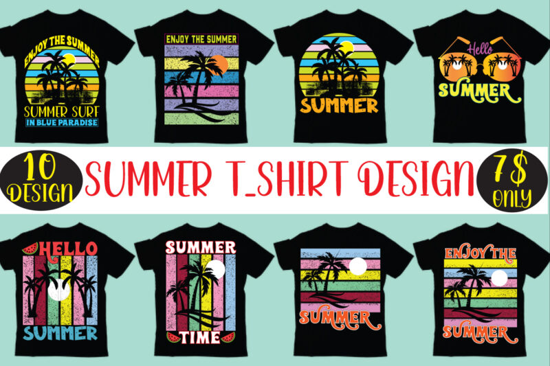Summer t shirt design bundle,Salty Beach Shirt, Summer Shirt, Beach Party T-Shirt, Summer Vibes Shirt For Women, Palm Tshirt, Beach T Shirt, Summer Tee, Beach Shirt, Enjoy the Summer Shirt,