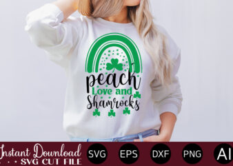 Peach Love And Shamrocks vector t-shirt design,Let The Shenanigans Begin, St. Patrick’s Day svg, Funny St. Patrick’s Day, Kids St. Patrick’s Day, St Patrick’s Day, Sublimation, St Patrick’s Day SVG,