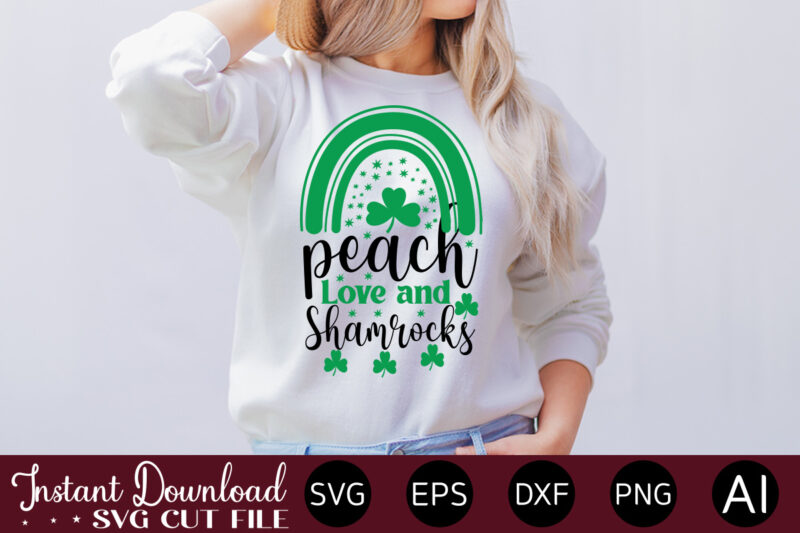 Peach Love And Shamrocks vector t-shirt design,Let The Shenanigans Begin, St. Patrick's Day svg, Funny St. Patrick's Day, Kids St. Patrick's Day, St Patrick's Day, Sublimation, St Patrick's Day SVG,
