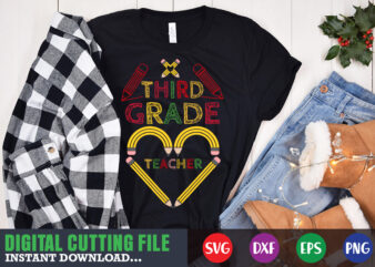 Third grade teacher svg. 100 hearts svg, loving school svg, 100th day of school svg, silhouette, cricut, cut file t-shirt design