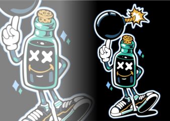 bottle character holding a bomb t shirt template