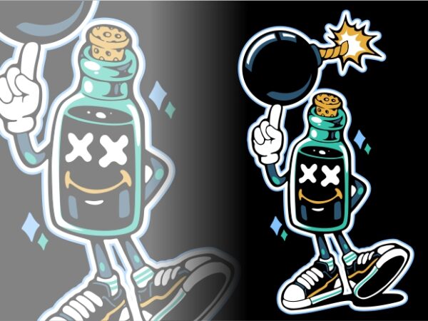 Bottle character holding a bomb t shirt template