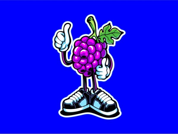 Grape character t shirt design template