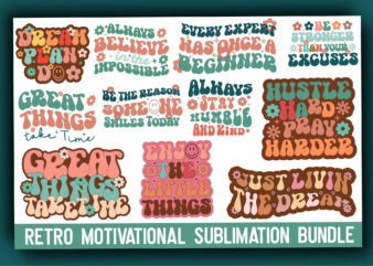 Retro Motivational Sublimation Bundle t shirt design online