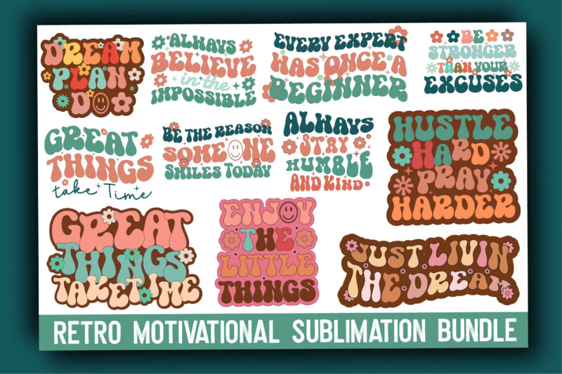 Retro Motivational Sublimation Bundle