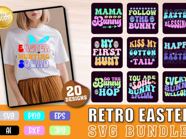 Easter retro bundle vector clipart