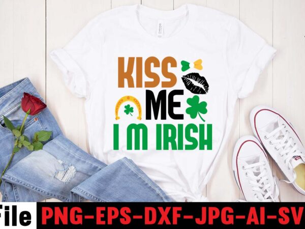 Kiss me i’m irish t-shirt design,cutest clover in the patch t-shirt design, happy st.patrick’s day t-shirt design,.studio files, 100 patrick day vector t-shirt designs bundle, baby mardi gras number design