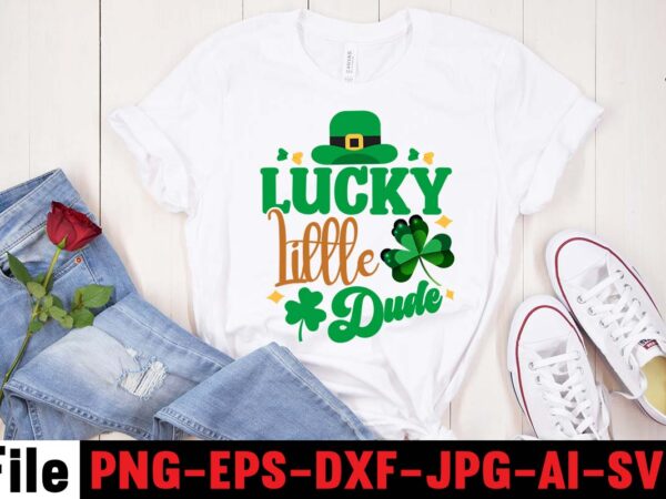 Lucky little dude t-shirt design,cutest clover in the patch t-shirt design, happy st.patrick’s day t-shirt design,.studio files, 100 patrick day vector t-shirt designs bundle, baby mardi gras number design svg,