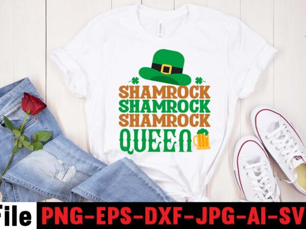 Shamrock queen t-shirt design,cutest clover in the patch t-shirt design, happy st.patrick’s day t-shirt design,.studio files, 100 patrick day vector t-shirt designs bundle, baby mardi gras number design svg, buy