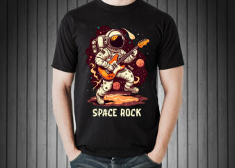 Astronaut space rock guitar t-shirt design