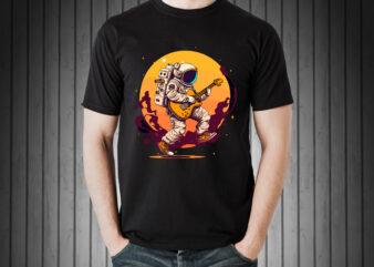 Astronaut stay with guitar t-shirt design