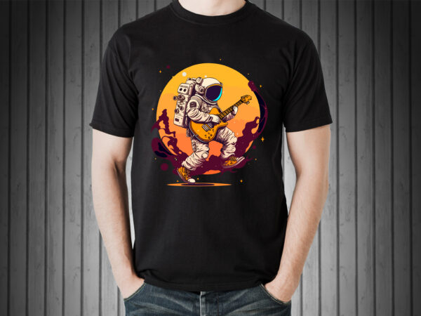 Astronaut stay with guitar t-shirt design