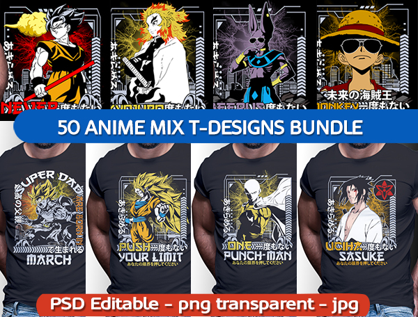 1K+ anime t shirt design bundles