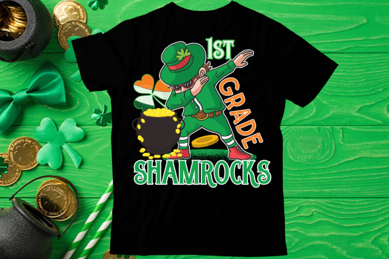 1st Grade Shamrocks T Shirt design, St Patrick's Day Bundle,St Patrick's Day SVG Bundle,Feelin Lucky PNG, Lucky Png, Lucky Vibes, Retro Smiley Face, Leopard Png, St Patrick's Day Png, St.