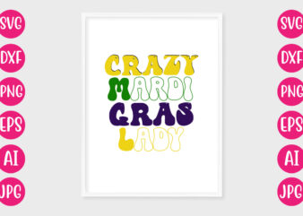 Crazy Mardi Gras Lady RETRO DESIGN