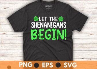 Let The Shenanigans Begin St Patricks Day Tie Dye Style T-Shirt design vector svg, vintage shamrock, st pattys day