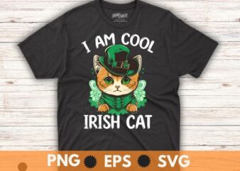 I am cool irish cat wear Irish hat funny st patricks T-shirt design vector