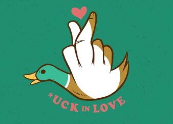 duck in love t shirt vector illustration