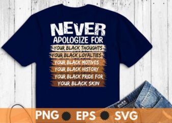 Never Apologize Black History Month BLM Melanin Pride Afro T-Shirt design vector svg, black history month, black pride, african dna, great item, hbcu