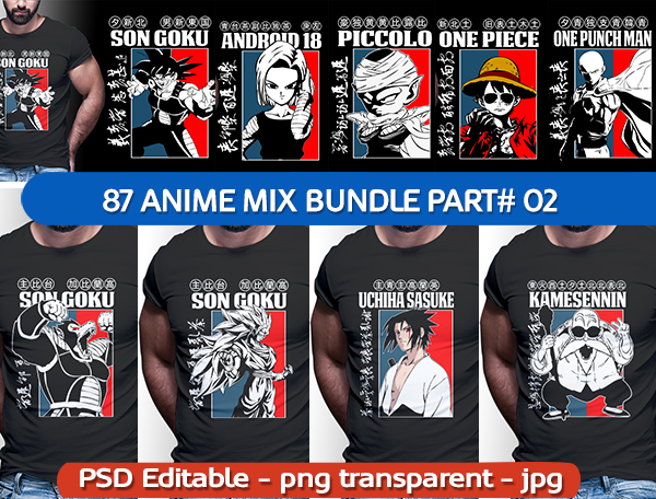 1K+ anime t shirt design bundles