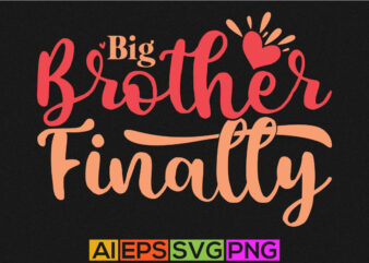 big brother finally, blessing brother, funny brother typography greeting vintage style design