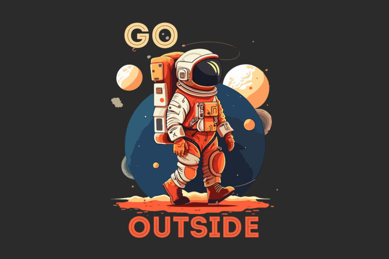Astronaut go outside in space t-shirt design