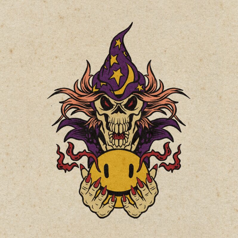 wizard skull smile