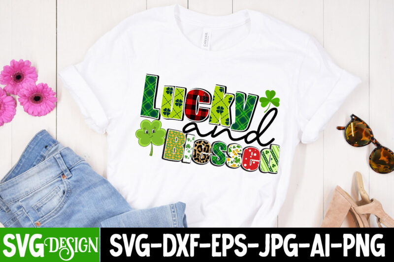 Lucky And Blessed Sublimation PNG , Lucky And Blessed SVG Cut File, St. Patrick's Day Png, Lucky Shamrock Png, Retro St. Patty's Day Png Design, Green Leopard, Retro Lucky Png,
