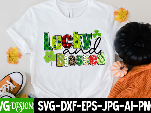 Lucky and blessed sublimation png , lucky and blessed svg cut file, st. patrick’s day png, lucky shamrock png, retro st. patty’s day png design, green leopard, retro lucky png,