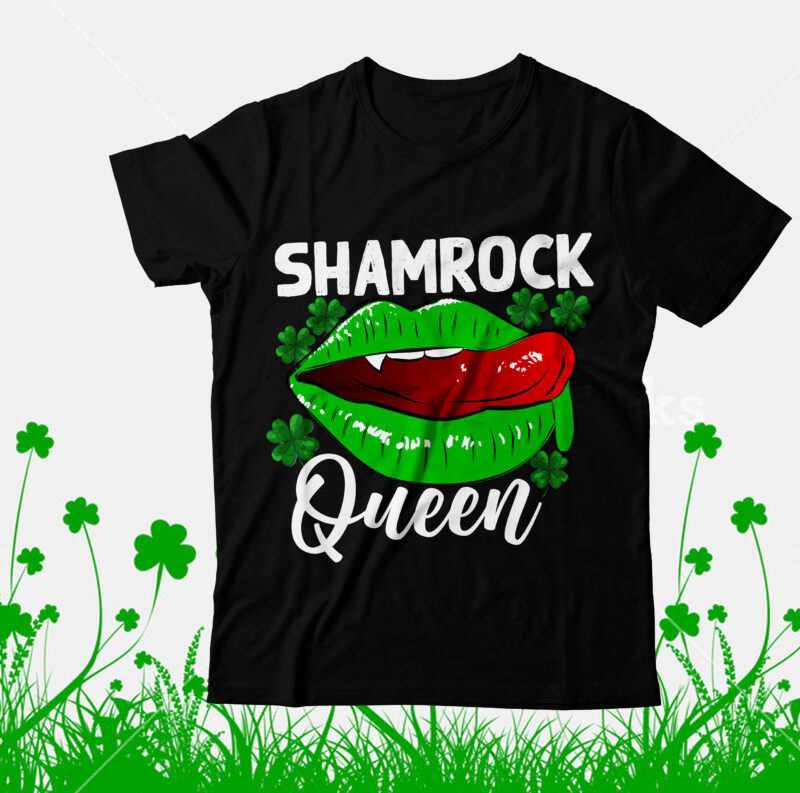 Shamrock Queen T-Shirt Design, Shamrock Queen SVG Cut File, Happy St.Patrick's Day T-shirt Design,.studio files, 100 patrick day vector t-shirt designs bundle, Baby Mardi Gras number design SVG, buy patrick