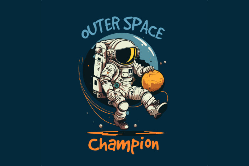 Astronaut outer space champion t-shirt design