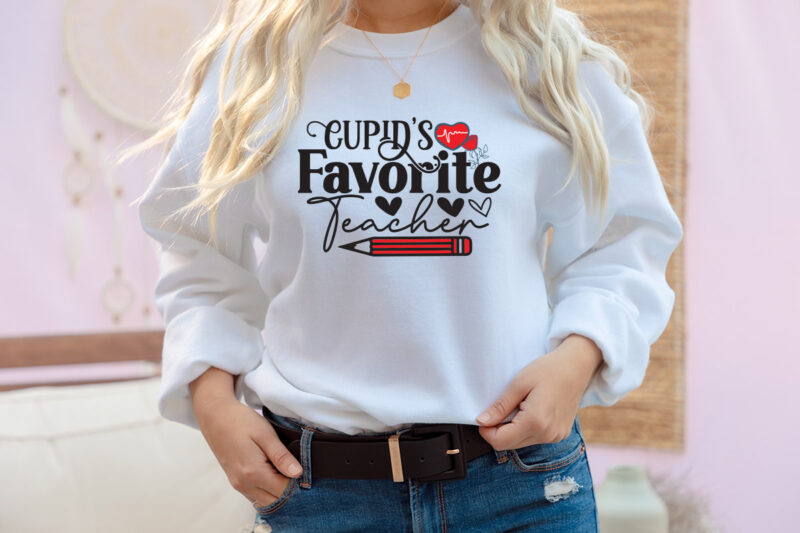 Cupid's Favorite Teacher T-Shirt Design, Cupid's Favorite Teacher SVG Cut File, LOVE Sublimation Design, LOVE Sublimation PNG , Retro Valentines SVG Bundle, Retro Valentine Designs svg, Valentine Shirts svg, Cute