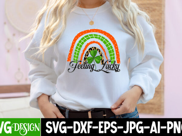 Feeling lucky t-shirt design, feeling lucky sublimation design, feeling lucky sublimation png , st. patrick’s day png, lucky shamrock png, retro st. patty’s day png design, green leopard, retro lucky