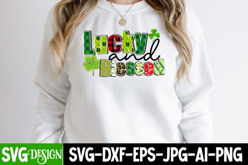 Lucky And Blessed Sublimation PNG , Lucky And Blessed SVG Cut File, St. Patrick's Day Png, Lucky Shamrock Png, Retro St. Patty's Day Png Design, Green Leopard, Retro Lucky Png,