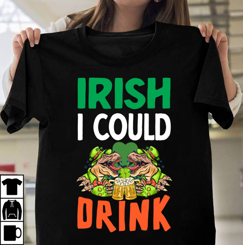 Irish I Could Drink T-shirt Design,.studio files, 100 patrick day vector t-shirt designs bundle, Baby Mardi Gras number design SVG, buy patrick day t-shirt designs for commercial use, canva t