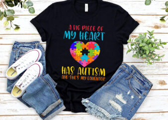 A Big Piece Of My Heart Has Autism And She_s My Daughter Autism Awareness Dad Mom Daughter Autistic NL 0202 t shirt vector