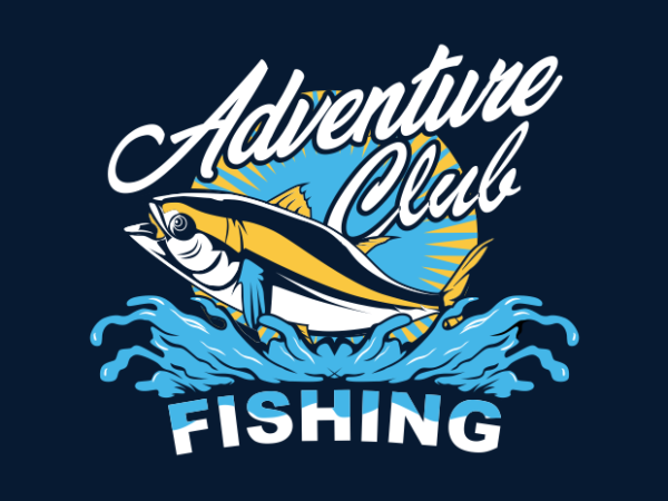 Adventure fishing club t shirt vector