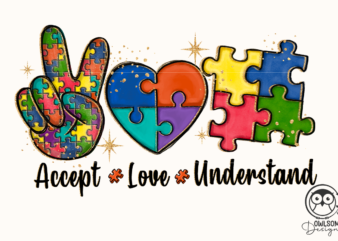 Accept Love Understand Autism PNG t shirt vector