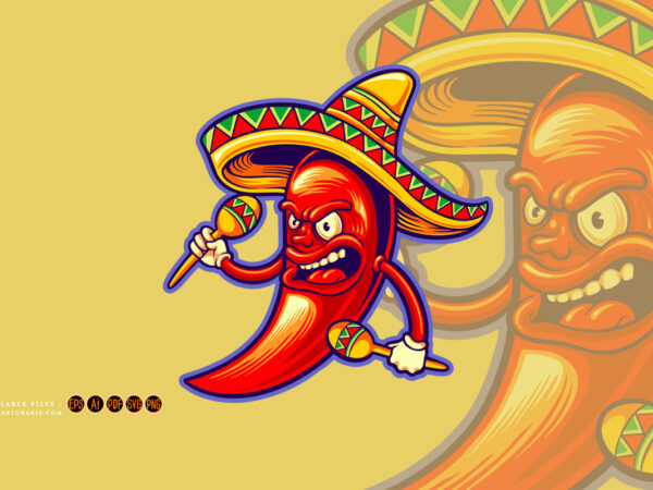 Chilli pepper mexican maracas cinco de mayo logo illustrations t shirt vector file