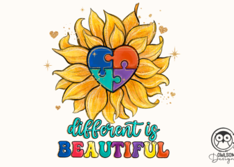 Autism Different Is Beautiful Sunflower PNG