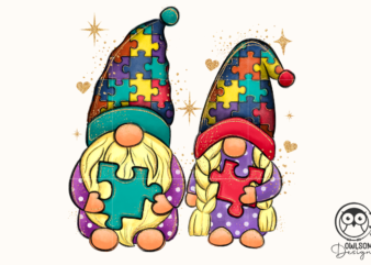 Autism Gnomes Couple PNG t shirt vector