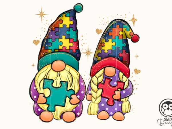 Autism gnomes couple png t shirt vector