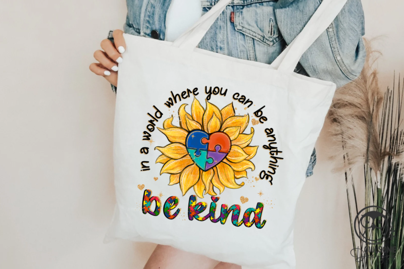 Autism Sunflower Be Kind PNG Sublimation