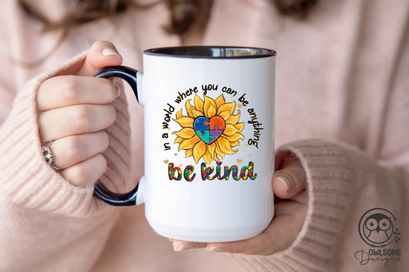 Autism Sunflower Be Kind PNG Sublimation